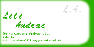 lili andrae business card